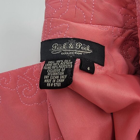 Vintage Pink silk Floral Embroidered Blazer Jacket With Full Zip & Long Sleeves - Picture 12 of 16